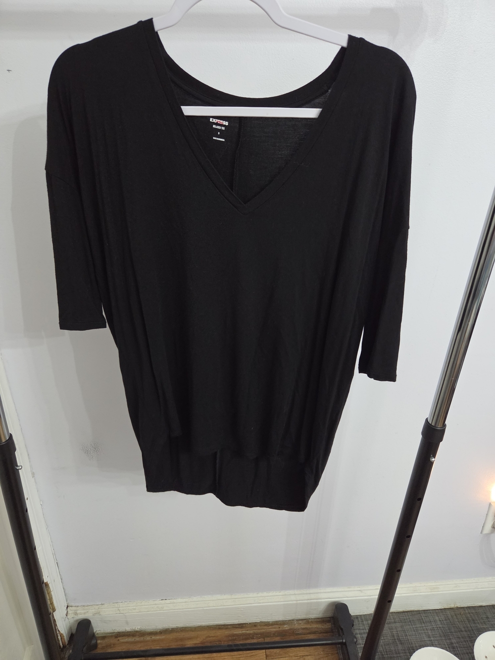 Express Black V-Neck Dolman Sleeve Women's Top